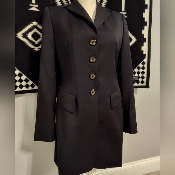 🖤 Vintage 90's Escada Elements Mid-Length Unisex Wear Blazer, Black, Flare Arm - Picture 4 of 14